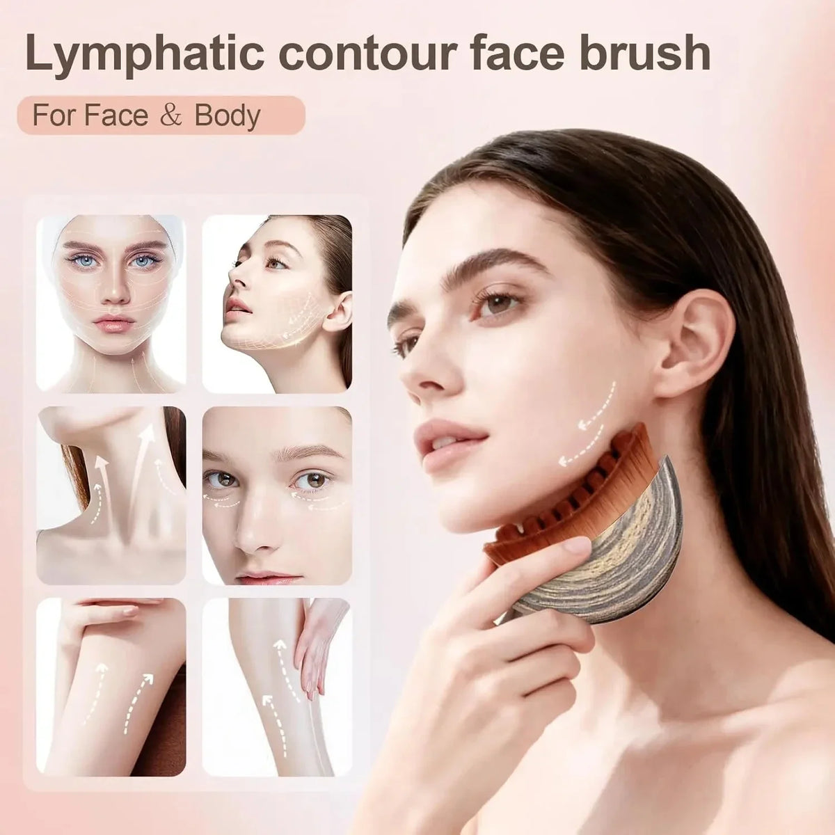 elvessa Sculpt Brush - Lymphatic Face Brush for Jawline Definition & Depuffing